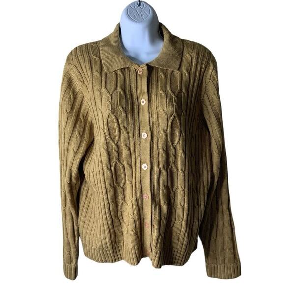 Vintage Karen Scott Cable Knitted Cardigan Sweater Button-Up Women's Size Large - Picture 1 of 11